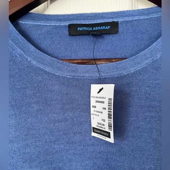 NWT Men’s Patrick Assaraf Extra-Fine Merino Vintage Wash Crewneck | Size Large - Picture 3 of 9